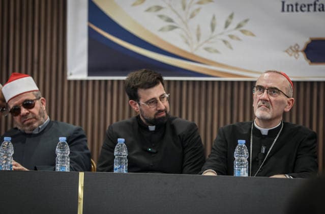 Latin Patriarch of Jerusalem Pizzaballa visits Al-Azhar University in Gaza GAZA, PALESTINE - JUNE 22: Pierbattista Pizzaballa, the Latin Patriarch of Jerusalem, attends a session titled Religions, Coexistence, and the Values of Peace, where he emphasized the importance of interfaith dialogue, tolerance, and a culture of peace during his visit in Al-Azhar University in Gaza with an accompanying delegation, in Gaza, Palestine on June 22, 2026. Abdalhkem Abu Riash Anadolu Gaza Gaza. Editorial use only. Please get in touch for any other usage.  Copyright: x2026xAnadoluxAbdalhkemxAbuxRiashx