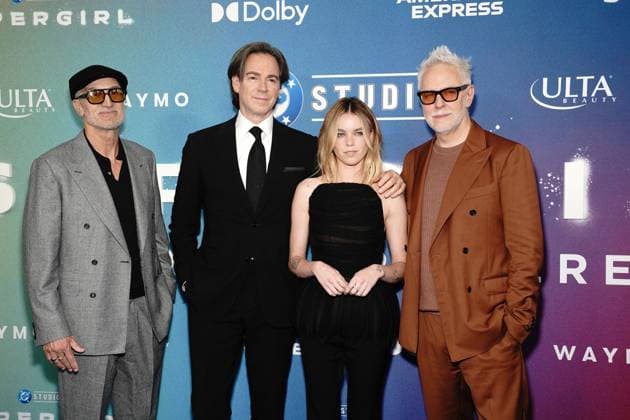 Craig Gillespe, Peter Safran, Milly Alcock, James Gunn at arrivals for SUPERGIRL Premiere, The Plaza at 300 Ashland Photo, Brooklyn, NY, June 22, 2026. Photo By: Kristin Callahan Everett Collection SUPERGIRL Premiere PUBLICATIONXNOTxINxCANxCHNxFRAxITAxJPNxNORxPOLxRUSxESPxUKxUSA