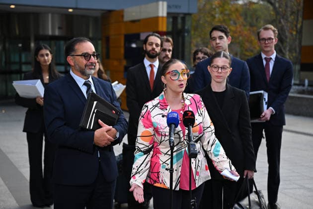 ROBODEBT COMPENSATION, Andrew Grech, partner of Gordon Legal (left) and Felicity Button (centre) speak to media outside of the Federal Court in Melbourne, Tuesday, June 23, 2026. ( NO ARCHIVING Melbourne Victoria AUSTRALIA  Copyright: xx 20260623111681535533