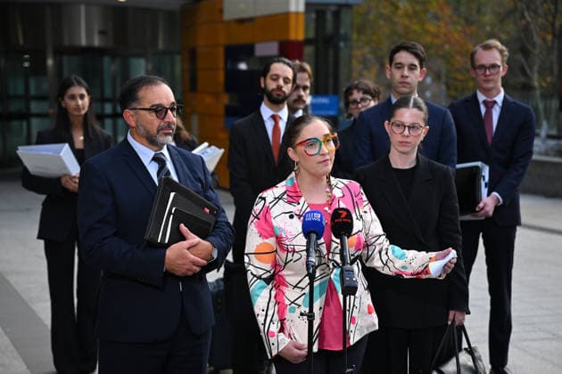 ROBODEBT COMPENSATION, Andrew Grech, partner of Gordon Legal (left) and Felicity Button (centre) speak to media outside of the Federal Court in Melbourne, Tuesday, June 23, 2026. ( NO ARCHIVING Melbourne Victoria AUSTRALIA  Copyright: xx 20260623147153491390