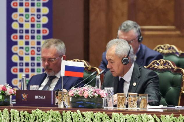 INDIA, NEW DELHI - JUNE 23, 2026: Russian Security Council Secretary Sergei Shoigu (R) attends the BRICS National Security Advisers Meeting New Delhi India  - ZUMAt113 20260623_zaa_t113_005 Copyright: xMikhailxTereshchenkox