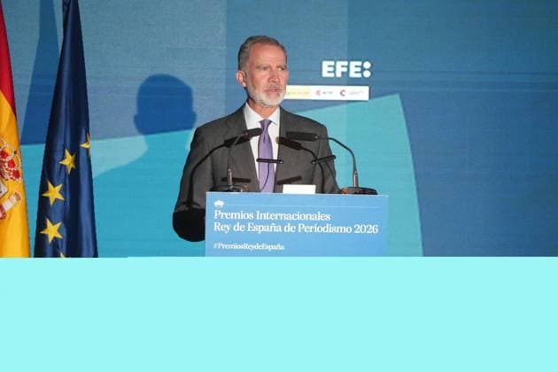 Spanish King Felipe VI attending the Rey de Espana de Periodismo awards 2026 in Madrid on Monday, 22 June 2026. In picture: King Felipe VI El rey Felipe VI preside la ceremonia de entrega de los premios Rey de Espana de Periodismo 2026 en Madrid el lunes 22 de junio de 2026 797 David Cordon Press Cordon Press 