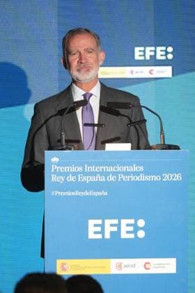 Spanish King Felipe VI attending the Rey de Espana de Periodismo awards 2026 in Madrid on Monday, 22 June 2026. In picture: King Felipe VI El rey Felipe VI preside la ceremonia de entrega de los premios Rey de Espana de Periodismo 2026 en Madrid el lunes 22 de junio de 2026 797 David Cordon Press Cordon Press 