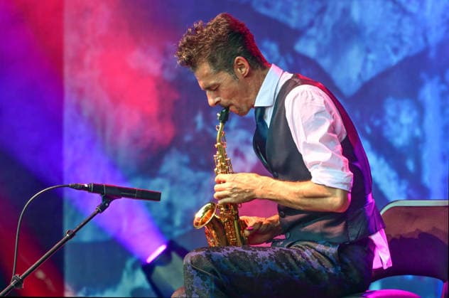 Open Air Konzert des Herbert Pixner Projekts auf der Toscana Halbinsel in Gmunden, fotografiert am 22.06.26. Das Bild zeigt den Bandleader und Harmonikaspieler Herbert Pixner 2022 - Open Air Konzert des Herbert Pixner Projekts auf der Toscana HAlbinsel in Gmunden, am 22.06.26