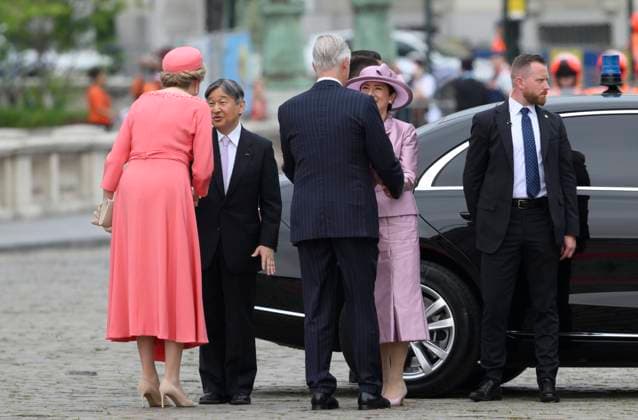State Visit of the Emperor and the Empress of Japan to Belgium BRUSSELS, BELGIUM - JUNE 23 : King Philippe - Filip of Belgium, Queen Mathilde of Belgium; Emperor Naruhito of Japan and Empress Masako of Japan pictured during the Official Welcome Ceremony at the Place des Palais Paleizenplein during the state visit of the Emperor and Empress of Japan to Belgium, on June 23, 2026 in Brussels, Belgium, 23 06 2026 Brussels Belgium  Copyright: xPhilipxReynaersx