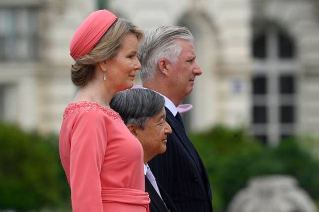 State Visit of the Emperor and the Empress of Japan to Belgium BRUSSELS, BELGIUM - JUNE 23 : King Philippe - Filip of Belgium, Queen Mathilde of Belgium; Emperor Naruhito of Japan and Empress Masako of Japan pictured during the Official Welcome Ceremony at the Place des Palais Paleizenplein during the state visit of the Emperor and Empress of Japan to Belgium, on June 23, 2026 in Brussels, Belgium, 23 06 2026 Brussels Belgium  Copyright: xPhilipxReynaersx