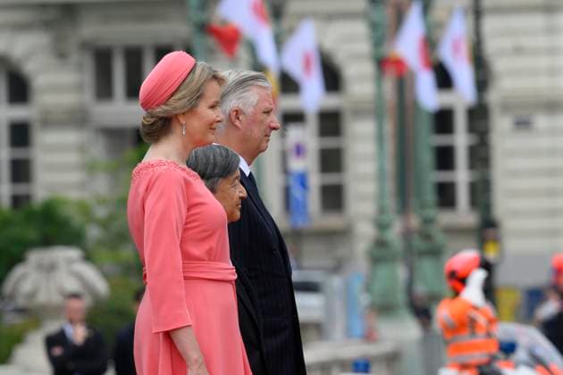 State Visit of the Emperor and the Empress of Japan to Belgium BRUSSELS, BELGIUM - JUNE 23 : King Philippe - Filip of Belgium, Queen Mathilde of Belgium; Emperor Naruhito of Japan and Empress Masako of Japan pictured during the Official Welcome Ceremony at the Place des Palais Paleizenplein during the state visit of the Emperor and Empress of Japan to Belgium, on June 23, 2026 in Brussels, Belgium, 23 06 2026 Brussels Belgium  Copyright: xPhilipxReynaersx