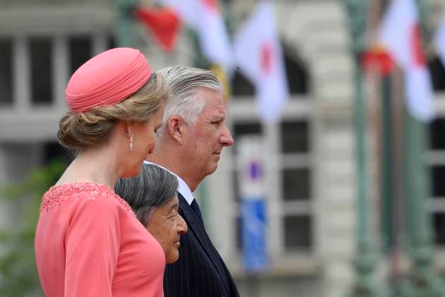 State Visit of the Emperor and the Empress of Japan to Belgium BRUSSELS, BELGIUM - JUNE 23 : King Philippe - Filip of Belgium, Queen Mathilde of Belgium; Emperor Naruhito of Japan and Empress Masako of Japan pictured during the Official Welcome Ceremony at the Place des Palais Paleizenplein during the state visit of the Emperor and Empress of Japan to Belgium, on June 23, 2026 in Brussels, Belgium, 23 06 2026 Brussels Belgium  Copyright: xPhilipxReynaersx