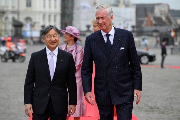 State Visit of the Emperor and the Empress of Japan to Belgium BRUSSELS, BELGIUM - JUNE 23 : King Philippe - Filip of Belgium, Queen Mathilde of Belgium; Emperor Naruhito of Japan and Empress Masako of Japan pictured during the Official Welcome Ceremony at the Place des Palais Paleizenplein during the state visit of the Emperor and Empress of Japan to Belgium, on June 23, 2026 in Brussels, Belgium, 23 06 2026 Brussels Belgium  Copyright: xPhilipxReynaersx