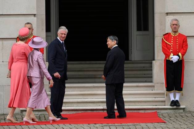 State Visit of the Emperor and the Empress of Japan to Belgium BRUSSELS, BELGIUM - JUNE 23 : King Philippe - Filip of Belgium, Queen Mathilde of Belgium; Emperor Naruhito of Japan and Empress Masako of Japan pictured during the Official Welcome Ceremony at the Place des Palais Paleizenplein during the state visit of the Emperor and Empress of Japan to Belgium, on June 23, 2026 in Brussels, Belgium, 23 06 2026 Brussels Belgium  Copyright: xPhilipxReynaersx