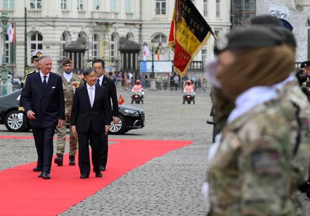 State Visit of the Emperor and the Empress of Japan to Belgium BRUSSELS, BELGIUM - JUNE 23 : King Philippe - Filip of Belgium and Emperor Naruhito of Japan pictured during the Official Welcome Ceremony at the Place des Palais Paleizenplein during the state visit of the Emperor and Empress of Japan to Belgium, on June 23, 2026 in Brussels, Belgium, 23 06 2026 Brussels Belgium  Copyright: xPhilipxReynaersx