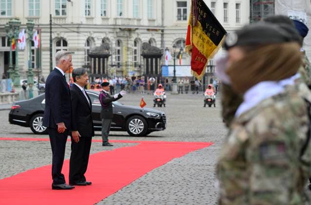 State Visit of the Emperor and the Empress of Japan to Belgium BRUSSELS, BELGIUM - JUNE 23 : King Philippe - Filip of Belgium and Emperor Naruhito of Japan pictured during the Official Welcome Ceremony at the Place des Palais Paleizenplein during the state visit of the Emperor and Empress of Japan to Belgium, on June 23, 2026 in Brussels, Belgium, 23 06 2026 Brussels Belgium  Copyright: xPhilipxReynaersx
