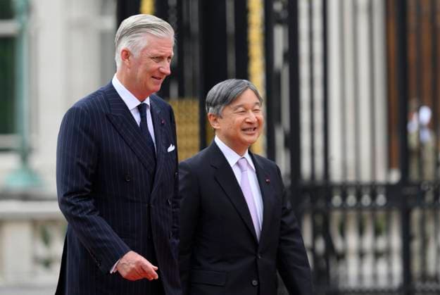 State Visit of the Emperor and the Empress of Japan to Belgium BRUSSELS, BELGIUM - JUNE 23 : King Philippe - Filip of Belgium and Emperor Naruhito of Japan pictured during the Official Welcome Ceremony at the Place des Palais Paleizenplein during the state visit of the Emperor and Empress of Japan to Belgium, on June 23, 2026 in Brussels, Belgium, 23 06 2026 Brussels Belgium  Copyright: xPhilipxReynaersx
