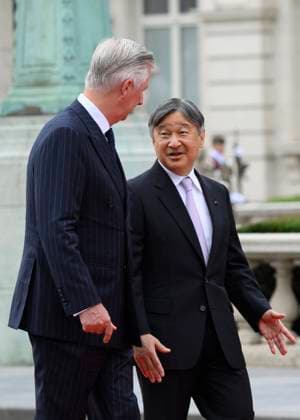 State Visit of the Emperor and the Empress of Japan to Belgium BRUSSELS, BELGIUM - JUNE 23 : King Philippe - Filip of Belgium and Emperor Naruhito of Japan pictured during the Official Welcome Ceremony at the Place des Palais Paleizenplein during the state visit of the Emperor and Empress of Japan to Belgium, on June 23, 2026 in Brussels, Belgium, 23 06 2026 Brussels Belgium  Copyright: xPhilipxReynaersx
