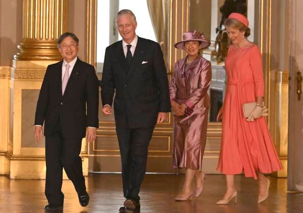 State Visit of the Emperor and the Empress of Japan to Belgium BRUSSELS, BELGIUM - JUNE 23 : Emperor Naruhito of Japan, King Philippe - Filip of Belgium, Empress Masako of Japan and Queen Mathilde of Belgium pictured during the Official Welcome Ceremony in the Royal Palace during the state visit of the Emperor and Empress of Japan to Belgium, on June 23, 2026 in Brussels, Belgium, 23 06 2026 Brussels Belgium  Copyright: xBertxVanxDenxBrouckex