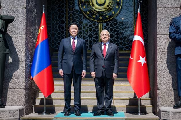 Turkish National Defense Minister Yasar Guler meets with Mongolian Defense Minister Batlut Damba in Ankara ANKARA, TURKIYE - JUNE 23: Mongolian Defense Minister Batlut Damba (L) and Turkish National Defense Minister Yasar Guler (R) pose for a photo at the Ministry of National Defense in Ankara, Turkiye, on June 23, 2026. Didem Mente Anadolu Ankara Turkey. Editorial use only. Please get in touch for any other usage.  Copyright: x2026xAnadoluxDidemxMentex