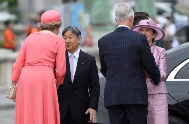 State Visit of the Emperor and the Empress of Japan to Belgium BRUSSELS, BELGIUM - JUNE 23 : King Philippe - Filip of Belgium, Queen Mathilde of Belgium; Emperor Naruhito of Japan and Empress Masako of Japan pictured during the Official Welcome Ceremony at the Place des Palais Paleizenplein during the state visit of the Emperor and Empress of Japan to Belgium, on June 23, 2026 in Brussels, Belgium, 23 06 2026 Brussels Belgium  Copyright: xPhilipxReynaersx