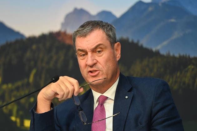 Markus SOEDER (Ministerpraesident Bayern und CSU Vorsitzender),Gestik, Einzelbild,angeschnittenes Einzelmotiv,Portraet,Portrait,Porträt. Pressekonferenz der Bayerischen Staatsregierung nach Kabinettssitzung am 23.06.2026 im Prinz Carl Palais in Muenchen. *** Markus SOEDER, Minister-President of Bavaria and CSU Chairman; gesture, single frame, cropped single shot, portrait; Press conference of the Bavarian State Government following the cabinet meeting on June 23, 2026, at the Prinz Carl Palais in Munich,detected_source_language