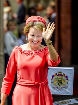 23-06-2026 Belgium Queen Mathilde pictured at the official welcoming ceremony at the Place des Palais Paleizenplein, in Brussels, during the official state visit of the Japanese Emperor and Empress to Belgium. Â  Copyright: xPPEx