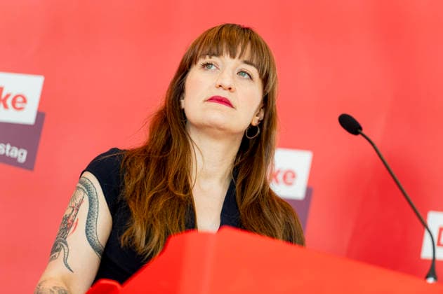 Heidi Reichinnek EUR, Deutschland, Berlin, 23.06.2026: Pressestatement von Heidi Reichinnek Vorsitzende der Fraktion Die Linke im Bundestag . *** Heidi Reichinnek EUR, Germany, Berlin, June 23, 2026 Press statement by Heidi Reichinnek, Chair of the Die Linke parliamentary group in the Bundestag,detected_source_language