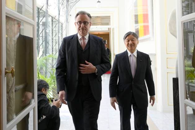 State Visit of the Emperor and the Empress of Japan to Belgium BRUSSELS, BELGIUM - JUNE 23 : Bart De Wever Prime Minister (Belgium) and Emperor Naruhito of Japan pictured during a roundtable discussion to the Lambermont with several ministers of the federal government during the state visit of the Emperor and Empress of Japan to Belgium, on June 23, 2026 in Brussels, Belgium, 23 06 2026 Brussels Belgium  Copyright: xPhilipxReynaersx