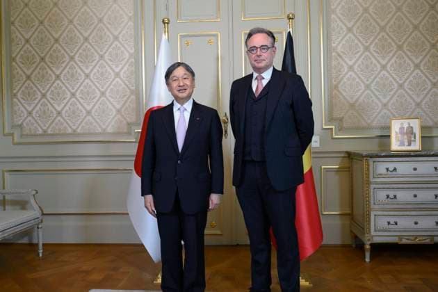 State Visit of the Emperor and the Empress of Japan to Belgium BRUSSELS, BELGIUM - JUNE 23 : Bart De Wever Prime Minister (Belgium) and Emperor Naruhito of Japan pictured during a roundtable discussion to the Lambermont with several ministers of the federal government during the state visit of the Emperor and Empress of Japan to Belgium, on June 23, 2026 in Brussels, Belgium, 23 06 2026 Brussels Belgium  Copyright: xPhilipxReynaersx