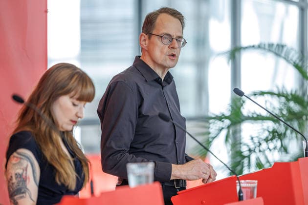 Statement Die Linke Heidi Reichinnek und Soeren Pellmann bei einem Statement Die Linke am 23.06.26 in Berlin. Berlin Berlin Deutschland Reichstag *** Statement by Die Linke