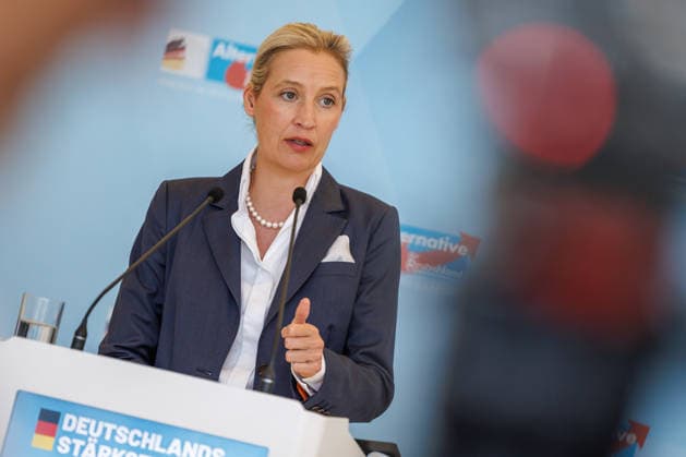 Statement AfD Alice Weidel (AfD), bei einem Statement der AfD am 23.06.26 in Berlin. Berlin Berlin Deutschland Reichstag *** Statement by AfDs Alice Weidel, during an AfD press conference on June 23, 2026, in Berlin, Berlin, Berlin, Germany, at the Reichstag,detected_source_language
