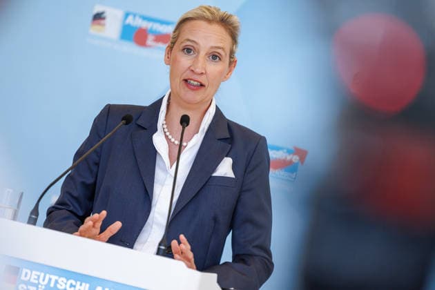 Statement AfD Alice Weidel (AfD), bei einem Statement der AfD am 23.06.26 in Berlin. Berlin Berlin Deutschland Reichstag *** Statement by AfDs Alice Weidel, during an AfD press conference on June 23, 2026, in Berlin, Berlin, Berlin, Germany, at the Reichstag,detected_source_language