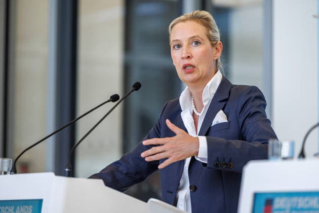 Statement AfD Alice Weidel (AfD), bei einem Statement der AfD am 23.06.26 in Berlin. Berlin Berlin Deutschland Reichstag *** Statement by AfDs Alice Weidel, during an AfD press conference on June 23, 2026, in Berlin, Berlin, Berlin, Germany, at the Reichstag,detected_source_language