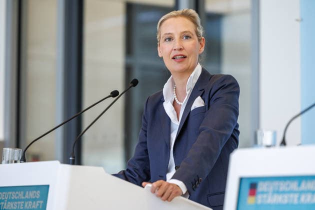 Statement AfD Alice Weidel (AfD), bei einem Statement der AfD am 23.06.26 in Berlin. Berlin Berlin Deutschland Reichstag *** Statement by AfDs Alice Weidel, during an AfD press conference on June 23, 2026, in Berlin, Berlin, Berlin, Germany, at the Reichstag,detected_source_language