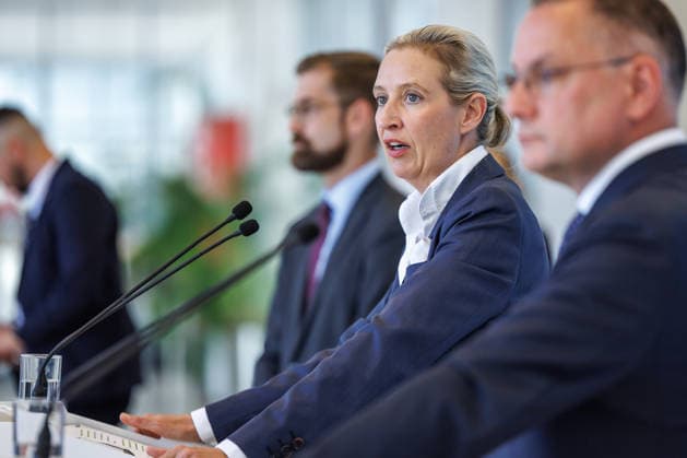 Statement AfD Alice Weidel (AfD), bei einem Statement der AfD am 23.06.26 in Berlin. Berlin Berlin Deutschland Reichstag *** Statement by AfDs Alice Weidel, during an AfD press conference on June 23, 2026, in Berlin, Berlin, Berlin, Germany, at the Reichstag,detected_source_language