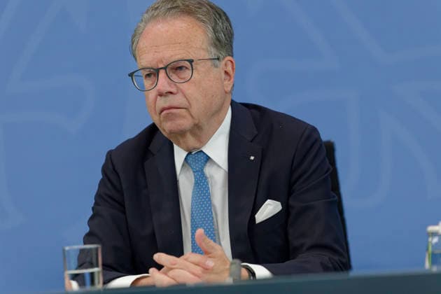 Übergabe Empfehlungen Rentenkommission 2026-06-23 Deutschland, Berlin Pressekonferenz zur Übergabe der Empfehlungen der sogenannten Rentenkommission an Bundeskanzler und Bundesministerin für Arbeit und Soziales. Im Bild Frank-Jürgen Weise, Ko-Vorsaitzender der rentenkommission. *** Presentation of the Recommendations of the Pension Commission, June 23, 2026, Berlin, Germany