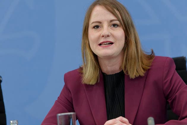 Übergabe Empfehlungen Rentenkommission 2026-06-23 Deutschland, Berlin Pressekonferenz zur Übergabe der Empfehlungen der sogenannten Rentenkommission an Bundeskanzler und Bundesministerin für Arbeit und Soziales. Im Bild Annika Klose, MdB SPD und Mitglied der Rentenkommission *** Presentation of the Recommendations of the Pension Commission, June 23, 2026, Berlin, Germany