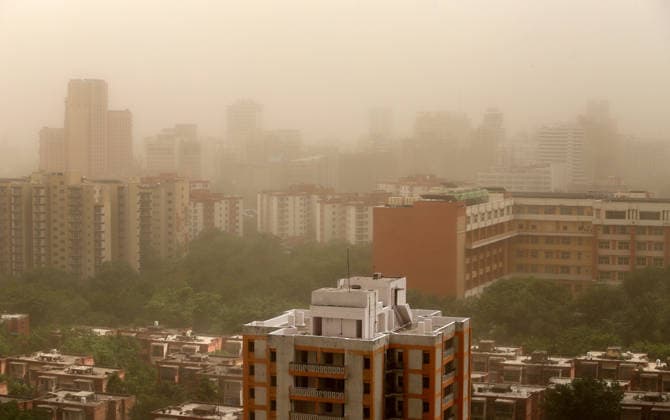Dust Storms & Gusty Winds Hit the National Capital New Delhi, Jun 23 (ANI): A reduced visibility observed due to dust storms and gusty winds, in New Delhi on Tuesday. NEW DELHI Delhi India Copyright: xANIx ANI_20260623244