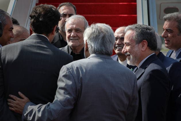 June 23, 2026, Rawalpindi, Pakistan: Iran s President Masoud Pezeshkian and Foreign Minister Abbas Araghchi upon their arrival at the Nur Khan Air Base in Rawalpindi. Iranian Foreign Minister Abbas Araghchi arrived in Islamabad on June 23, Iran s state media reported, as President Masoud Pezeshkian also travelled to Pakistan, which acts as a mediator in talks between Tehran and Washington. Rawalpindi Pakistan - ZUMAi98_ 20260623_zih_i98_009 Copyright: xIranianxPresidencyx
