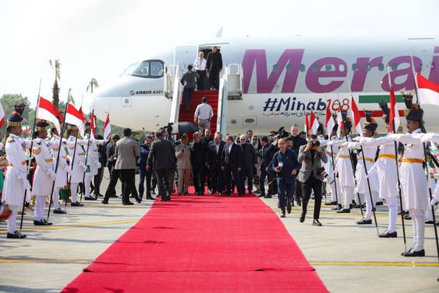 June 23, 2026, Rawalpindi, Pakistan: Pakistan s Prime Minister Shehbaz Sharif (4L), President Asif Ali Zardari (2R), Foreign Minister Ishaq Dar (2L) and Interior Minister Mohsin Naqvi (3R) walking alongside Iran s President Masoud Pezeshkian (4R) and Foreign Minister Abbas Araghchi (R) upon their arrival at the Nur Khan Air Base in Rawalpindi. Iranian Foreign Minister Abbas Araghchi arrived in Islamabad on June 23, Iran s state media reported, as President Masoud Pezeshkian also travelled to Pakistan, which acts as a mediator in talks between Tehran and Washington. Rawalpindi Pakistan - ZUMAi98_ 20260623_zih_i98_010 Copyright: xIranianxPresidencyx