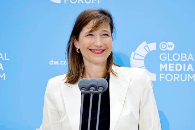 Juristin Barbara Massing, Direktorin der Deutschen Welle, beim Deutsche Welle Global Media Forum 2026 unter dem Motto Journalism out loud im ehemaligen Plenarsaal des Bundestages im World Conference Center Bonn. Die Deutsche Welle ist der Auslandsrundfunk der Bundesrepublik Deutschland. Bonn, 23.06.2026 NRW Deutschland *** Barbara Massing, a lawyer and director of Deutsche Welle, at the Deutsche Welle Global Media Forum 2026, themed Journalism out loud, in the former plenary hall of the Bundestag at the World Conference Center Bonn. Deutsche Welle is the international broadcaster of the Federal Republic of Germany, Bonn, June 23, 2026, North Rhine-Westphalia, Germany,detected_source_language Copyright: xChristophxHardtx