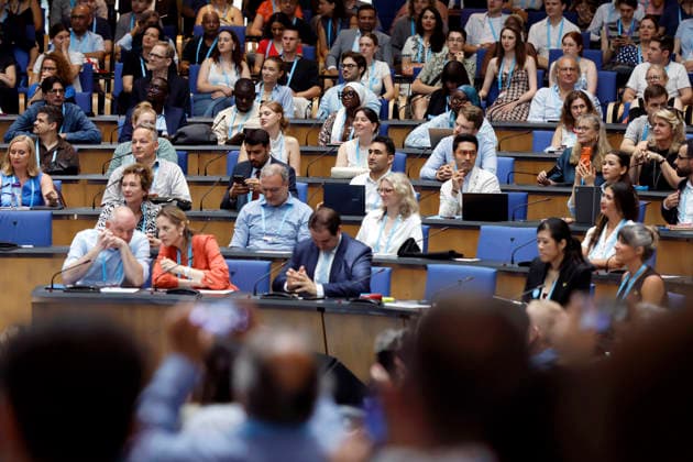 Journalisten aus über 100 Nationen anwesend beim Deutsche Welle Global Media Forum 2026 unter dem Motto Journalism out loud im ehemaligen Plenarsaal des Bundestages im World Conference Center Bonn. Die Deutsche Welle ist der Auslandsrundfunk der Bundesrepublik Deutschland. Bonn, 23.06.2026 NRW Deutschland *** Journalists from over 100 countries attended the 2026 Deutsche Welle Global Media Forum, held under the theme Journalism out loud, in the former plenary hall of the Bundestag at the World Conference Center Bonn. Deutsche Welle is the international broadcaster of the Federal Republic of Germany. Bonn, June 23, 2026, North Rhine-Westphalia, Germany,detected_source_language Copyright: xChristophxHardtx
