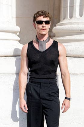 Connor Storrie at the end of the second Saint Laurent Ready-to-Wear Men’s Spring Summer 2027 fashion show during Paris Fashion Week at the Bourse de Commerce Pinault Collection in Paris, France, on June 23, 2026. Olivier Borde Bestimage Celebrities await the Saint Laurent Men’s Spring Summer 2027 show as part of Paris Fashion Week on June 23, 2026, in Paris, France. Paris, France,detected_source_language  Copyright: xOLIVIERxBORDEx xBESTIMAGExOLIVIERxBORDEx xBESTIMAGEx
