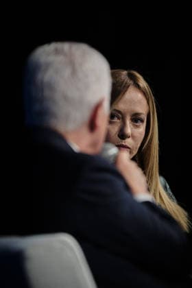 Italian Prime Minister Giorgia Meloni interviewed at Il Giorno della VeritÃ  Italian Prime Minister Giorgia Meloni is interviewed during the event Il Giorno della VeritÃ , organized by the Italian newspaper La VeritÃ . Rome, Italy, 23 June 2026. Rome Italy Copyright: xAndreaxCalandrax