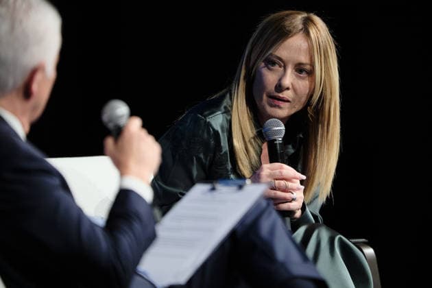 Italian Prime Minister Giorgia Meloni interviewed at Il Giorno della VeritÃ  Italian Prime Minister Giorgia Meloni is interviewed during the event Il Giorno della VeritÃ , organized by the Italian newspaper La VeritÃ . Rome, Italy, 23 June 2026. Rome Italy Copyright: xAndreaxCalandrax