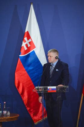 Visegrad Group (V4) summit in Hungary GODOLLO, HUNGARY - JUNE 23: Slovak Prime Minister Robert Fico attends Visegrad Group (V4) summit at the Royal Palace of Godollo in Godollo, Hungary, on 23 June 2026. The leaders discussed regional cooperation, European affairs, security, energy policy and current geopolitical challenges during the first V4 prime ministers’ summit in several years. Robert Nemeti Anadolu Godollo Hungary. Editorial use only. Please get in touch for any other usage.  Copyright: x2026xAnadoluxRobertxNemetix
