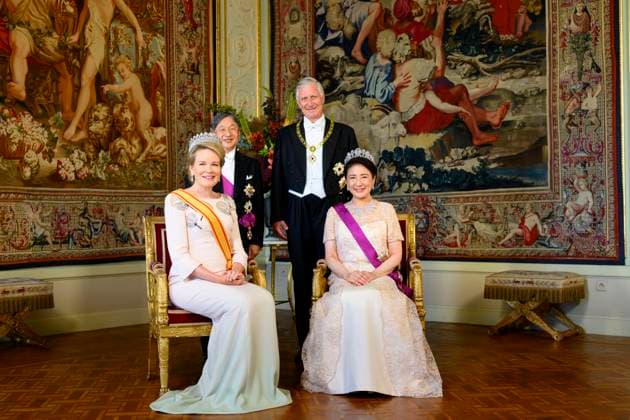 State Visit of the Emperor and the Empress of Japan to Belgium BRUSSELS, BELGIUM - JUNE 23 : King Philippe of Belgium, Queen Mathilde of Belgium, Emperor Naruhito and the Empress Masako Owada of Japan pictured during the State Banquet at Laeken Castle during the State Visit of the Emperor and Empress of Japan to Belgium, on June 23, 2026 in Brussels, Belgium, 23 06 2026 Brussels Belgium  Copyright: xPhilipxReynaersx