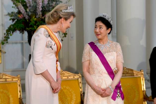 State Visit of the Emperor and the Empress of Japan to Belgium BRUSSELS, BELGIUM - JUNE 23 : Queen Mathilde of Belgium and the Empress Masako Owada of Japan pictured during the State Banquet at Laeken Castle during the State Visit of the Emperor and Empress of Japan to Belgium, on June 23, 2026 in Brussels, Belgium, 23 06 2026 Brussels Belgium  Copyright: xPhilipxReynaersx