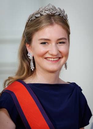 Crown Princess Elisabeth and pictured prior to the state banquet at the Castle of Laeken - Laken, Brussels, during the official state visit of the Japanese Emperor and Empress to Belgium on Tuesday 23 June 2026. The Emperor and Empress of Japan visit Belgium from June 20-25.  BENOITxDOPPAGNE 179018765