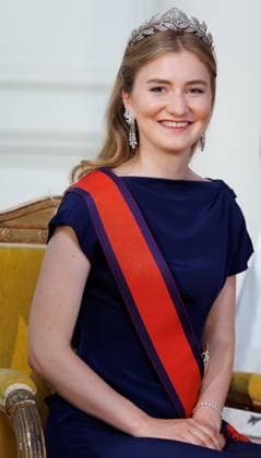 Crown Princess Elisabeth and pictured prior to the state banquet at the Castle of Laeken - Laken, Brussels, during the official state visit of the Japanese Emperor and Empress to Belgium on Tuesday 23 June 2026. The Emperor and Empress of Japan visit Belgium from June 20-25.  BENOITxDOPPAGNE 179018766