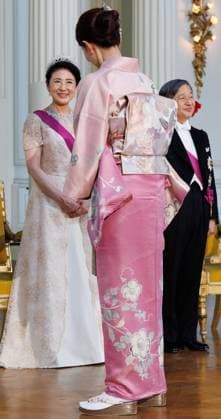 Japanese Empress Masako and Japanese Emperor Naruhito pictured ahead of the state banquet at the Castle of Laeken - Laken, Brussels, during the official state visit of the Japanese Emperor and Empress to Belgium on Tuesday 23 June 2026. The Emperor and Empress of Japan visit Belgium from June 20-25.  BENOITxDOPPAGNE 179018801