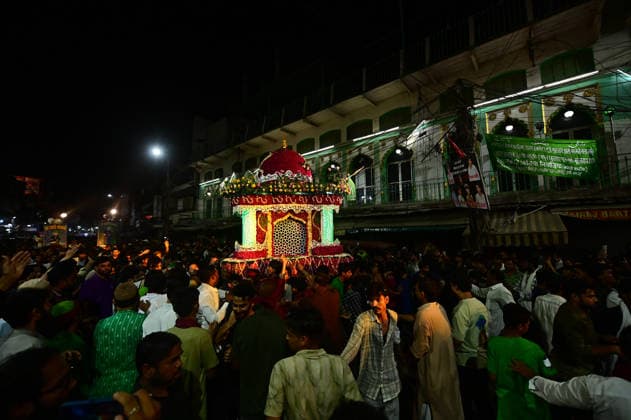 June 24, 2026, Prayagraj, Uttar Pradesh, India: Prayagraj: Muslims take part in a Tajiya procession during ongoing Muharram month, in Prayagraj on Wednesday, June 24, 2026. Prayagraj India  - ZUMAv115 20260624_zap_v115_004 Copyright: xPrabhatxKumarxVermax