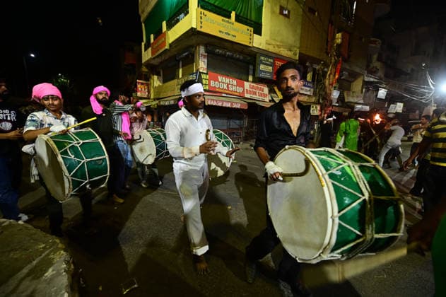 June 24, 2026, Prayagraj, Uttar Pradesh, India: Prayagraj: Muslims take part in a Tajiya procession during ongoing Muharram month, in Prayagraj on Wednesday, June 24, 2026. Prayagraj India  - ZUMAv115 20260624_zap_v115_005 Copyright: xPrabhatxKumarxVermax